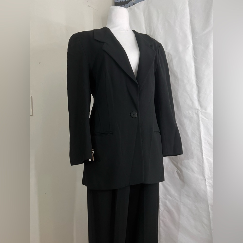 Vintage Giorgio Armani Black Wool Power Suit Blazer & Trousers Set